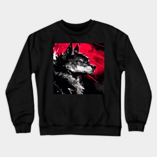 Grey wolf abstract ink portrait Crewneck Sweatshirt